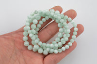 Natural Light Green Angelite Bracelet Smooth Round Size 6mm and 8mm- Handmade In USA- approx. 7" Bracelet Crystal Bracelet