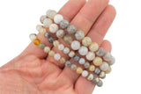 Natural Bamboo Agate Bracelet Smooth Round Size 6mm and 8mm- Handmade In USA- approx. 7" Bracelet Crystal Bracelet