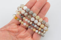 Natural Bamboo Agate Bracelet Smooth Round Size 6mm and 8mm- Handmade In USA- approx. 7" Bracelet Crystal Bracelet