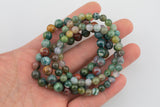 Natural Indian Agate Bracelet Smooth Round Size 6mm and 8mm- Handmade In USA- approx. 7" Bracelet Crystal Bracelet