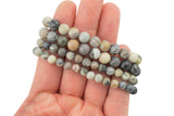 Silver Picasso Jasper Smooth Round Size 6mm and 8mm- Handmade In USA- approx. 7" Bracelet Crystal Bracelet