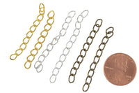 Gold Plated, Silver Plated, Brass Plated Curb Chain Extender Clasp- 1.75 inches- Open Chain