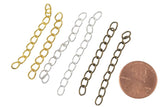 Gold Plated, Silver Plated, Brass Plated Curb Chain Extender Clasp- 1.75 inches- Open Chain