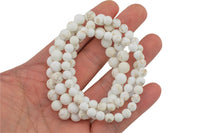 Natural White Turquoise Bracelet Smooth Round Size 6mm and 8mm- Handmade In USA- approx. 7" Bracelet Crystal Bracelet