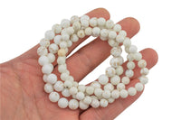 Natural White Turquoise Smooth Round Size 6mm and 8mm- Handmade In USA- approx. 7" Bracelet Crystal Bracelet