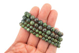 Natural Green Caldrite Smooth Round Size 6mm and 8mm- Handmade In USA- approx. 7" Bracelet Crystal Bracelet