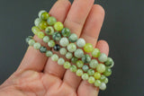 Natural New Flower Jade Round Size 6mm and 8mm- Handmade In USA- approx. 7" Bracelet Crystal Bracelet