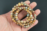 Natural Matte Venus Jasper Round Size 6mm and 8mm- Handmade In USA- approx. 7" Bracelet Crystal Bracelet