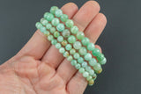 Natural Green Flower Angelite Bracelet Smooth Round Size 6mm and 8mm- Handmade In USA- approx. 7" Bracelet Crystal Bracelet