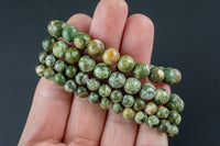 Natural Rainforest Ryolite Jasper Round Size 6mm and 8mm- Handmade In USA- approx. 7" Bracelet Crystal Bracelet