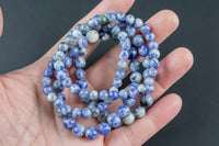 Natural Sodalite Jasper Round Size 6mm and 8mm- Handmade In USA- approx. 7" Bracelet Crystal Bracelet