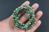 Natural African Turquoise Round Size 6mm and 8mm- Handmade In USA- approx. 7" Bracelet Crystal Bracelet