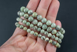 Natural Green Grass Jasper Round Size 6mm and 8mm- Handmade In USA- approx. 7" Bracelet Crystal Bracelet