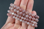 Natural Strawberry Quartz Round Size 6mm and 8mm- Handmade In USA- approx. 7" Bracelet Crystal Bracelet