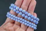 Blue Laced Agate Reconstituted Round Size 6mm and 8mm- Handmade In USA- approx. 7" Bracelet Crystal Bracelet