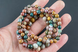 Natural Ocean Jasper Round Size 6mm and 8mm- Handmade In USA- approx. 7" Bracelet Crystal Bracelet