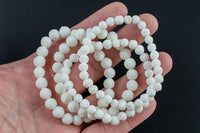 Natural White Coral Round Size 6mm and 8mm- Handmade In USA- approx. 7" Bracelet Crystal Bracelet