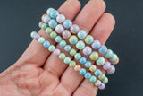 Natural Candy Jasper Round Size 6mm and 8mm- Handmade In USA- approx. 7" Bracelet Crystal Bracelet