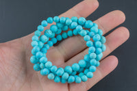 Matte Turquoise Round Size 6mm and 8mm- Handmade In USA- approx. 7" Bracelet Crystal Bracelet