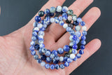 Natural Sodalite Round Size 6mm and 8mm- Handmade In USA- approx. 7" Bracelet Crystal Bracelet