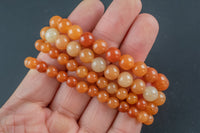 Natural Orange Aventurine Round Size 6mm and 8mm- Handmade In USA- approx. 7" Bracelet Crystal Bracelet