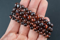 Red Tiger Eye Round Size 6mm and 8mm- Handmade In USA- approx. 7" Bracelet Crystal Bracelet