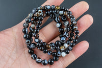 Natural Sardonyx Round Size 6mm and 8mm- Handmade In USA- approx. 7" Bracelet Crystal Bracelet