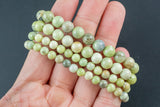 Natural Olive Jasper Size 6mm and 8mm- Handmade In USA- approx. 7" Bracelet Crystal Bracelet