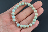 Aqua Sea Sediment Jasper Round Size 6mm and 8mm- Handmade In USA- approx. 7" Bracelet Crystal Bracelet