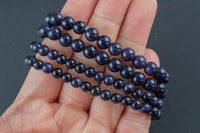 Blue Goldstone Round Size 6mm and 8mm- Handmade In USA- approx. 7" Bracelet Crystal Bracelet