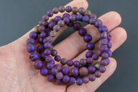 Matte Purple Metallic Quartz Druzy Size 6mm and 8mm- Handmade In USA- approx. 7" Bracelet Crystal Bracelet