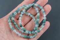 Natural Moss Agate Bracelet Smooth Round Size 6mm and 8mm- Handmade In USA- approx. 7" Bracelet Crystal Bracelet