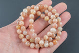 Natural Pink Moonstone Smooth Round Size 6mm and 8mm- Handmade In USA- approx. 7" Bracelet Crystal Bracelet