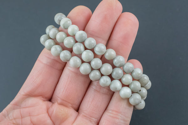 Matte Silver Banded Jasper Druzy Size 6mm and 8mm- Handmade In USA- approx. 7" Bracelet Crystal Bracelet