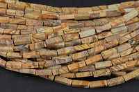Picture Jasper beads rectangular tube tubular beads 15.5" 4x13mm