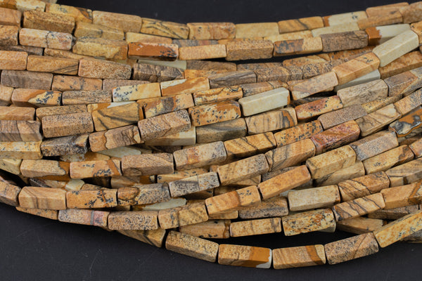 Picture Jasper beads rectangular tube tubular beads 15.5" 4x13mm