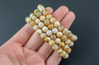 Natural Tan Fire Agate Bracelet Round Size 6mm and 8mm- Handmade In USA- approx. 7" Bracelet Crystal Bracelet