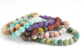 Multicolor Jade Bracelet Round Size 6mm and 8mm Handmade In USA Natural Gemstone Crystal Bracelets Handmade Jewelry - approx. 7"