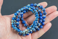 Blue Lapis Aqua Terra Jasper Bracelet Round Size 6mm and 8mm Undyed Natural - Handmade In USA - Handmade Jewelry - approx. 7"