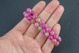 Pink Watermelon Jade Bracelet Round Size 6mm and 8mm - Handmade In USA - Natural Gemstone Crystal Bracelets - Handmade Jewelry - approx. 7"