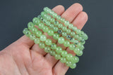 Prehnite Garnet Green Garnet Bracelet Round Size 6mm and 8mm - Handmade In USA - Natural Gemstone Bracelets - Handmade Jewelry - approx. 7"