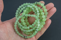 Prehnite Garnet Green Garnet Bracelet Round Size 6mm and 8mm - Handmade In USA - Natural Gemstone Bracelets - Handmade Jewelry - approx. 7"