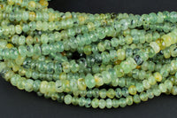 Natural Prehnite, High Quality in Faceted Roundel, 6mm, 8mm, 10mm- Full 15.5 Inch strand Gemstone Beads