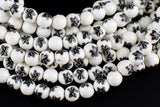 12mm Ceramic Smooth Round- SnowFlake-15 inches per strand- Porcelain