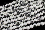 12mm Ceramic Smooth Round- SnowFlake-15 inches per strand- Porcelain