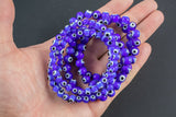 Blue Evil Eye Bracelet Round Size 6mm and 8mm - Handmade In USA - Natural Gemstone Crystal Bracelets - approx. 7" Crystal Bracelet