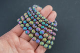 Peacock Druzy Agate Bracelet Round Size 6mm and 8mm - Handmade In USA - Natural Gemstone Crystal Bracelets - Handmade Jewelry - approx. 7"