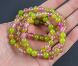 Watermelon Jade Bracelet Round Size 6mm and 8mm- Handmade In USA Natural Gemstone Crystal Bracelets - Handmade Jewelry - approx. 7"