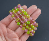 Watermelon Jade Bracelet Round Size 6mm and 8mm- Handmade In USA Natural Gemstone Crystal Bracelets - Handmade Jewelry - approx. 7"