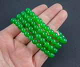 Green Jade Bracelet Round Size 6mm and 8mm- Handmade In USA Natural Gemstone Crystal Bracelets - Handmade Jewelry - approx. 7"
